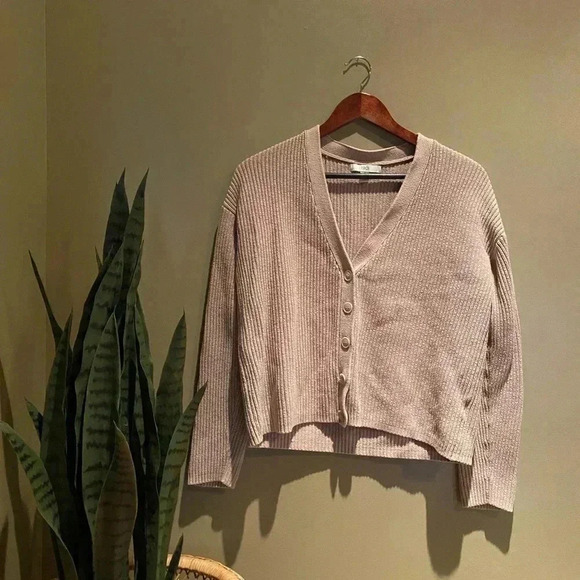 1901 TAN BUTTON DOWN KNIT SWEATER CARDIGAN - Picture 1 of 4